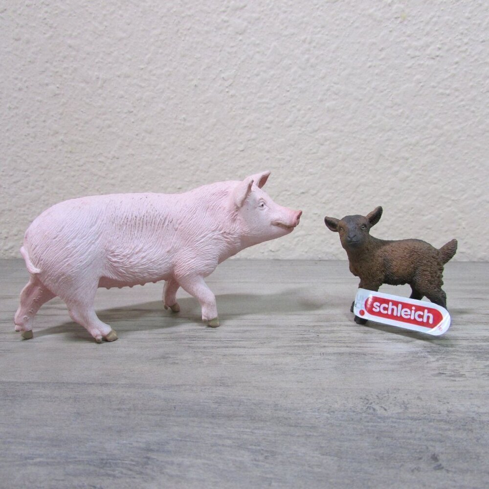 Schleich Farm World Sow Pig & Goat Kid Educational Toy 13782 13829